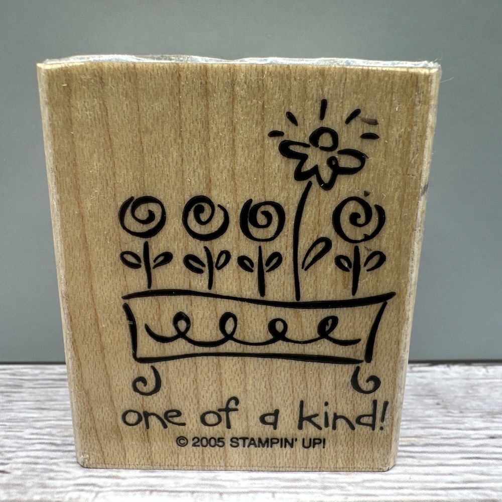 Stampin' Up! "One of a kind!" Wood Rubber Stamp Flower Pot